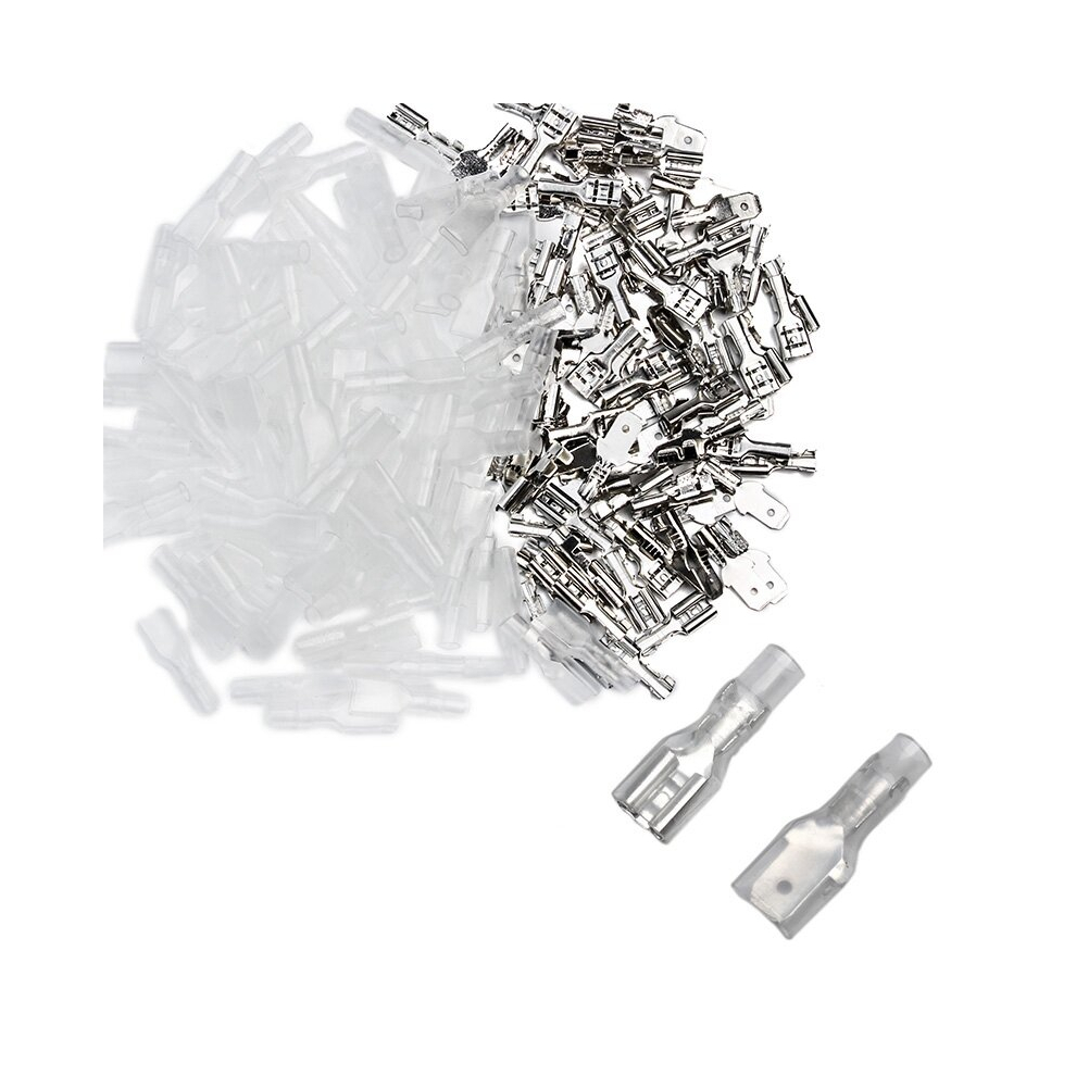 200Pcs Male/Female Spade Crimp Terminals Electrical Insulating Sleeve Wire Wrap Connector, 4.8Mm 4851069230008