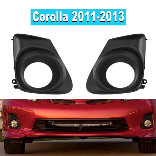 Fog Light Trim Set for 2011-2013 Left & Right Black Plastic 2Pc 1