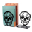 2 Pack Skull Design Black Bookend,Book Ends for Shelves Books,Book Shelf Holder Home Office Decorative Desktop Organizer 4