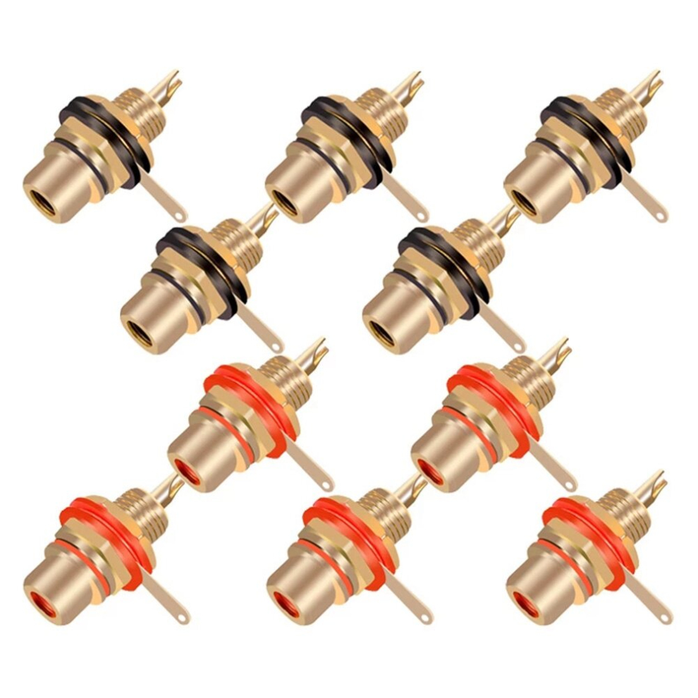 Photos - Cable (video, audio, USB) 10Pcs/Lot RCA Connector Gold Plated Female Jack Socket Solder Wire Connector RCA Panel Mount Chassis