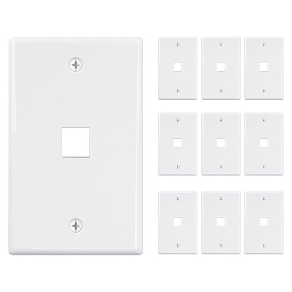 10-Pack 1 Port Plate, Low Profile Ethernet Wall Plate Single Gang Wall Plates For 4762963395864