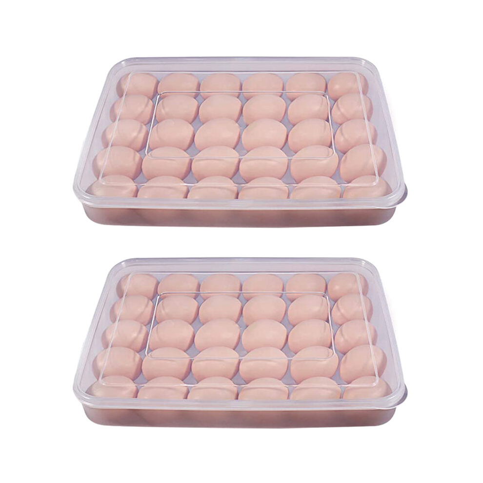 Tlily Egg Container, Refrigerator Deviled Egg Tray Carrier With Lid For 60 Eggs - Plastic Fridge Stackable Portable 2 Pack