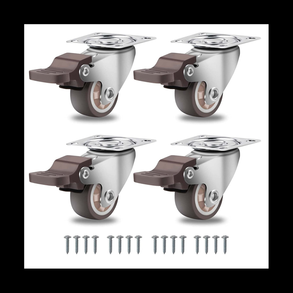 Furniture Castors Small 25Mm,360 Degree Swivel Castors Heavy Duty Load Capacity Silent Solid Rubber Castors Set Of 4 4851069236208