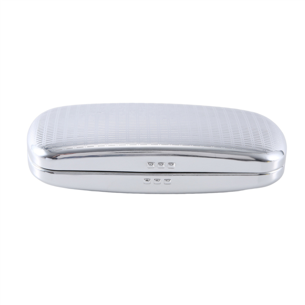 Tlily Black Glasses Case, Aluminum Hard Shell Eyeglasses Case Striped Spectacles Box Lining