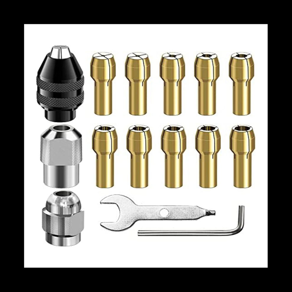 Drill Chuck Collet Set, 28 Pcs Chuck Collet Kit(1/32 - 1/8Inch)Replacement 4486 Drill Keyless Bit 4485 Brass Collet Set 4851069235997