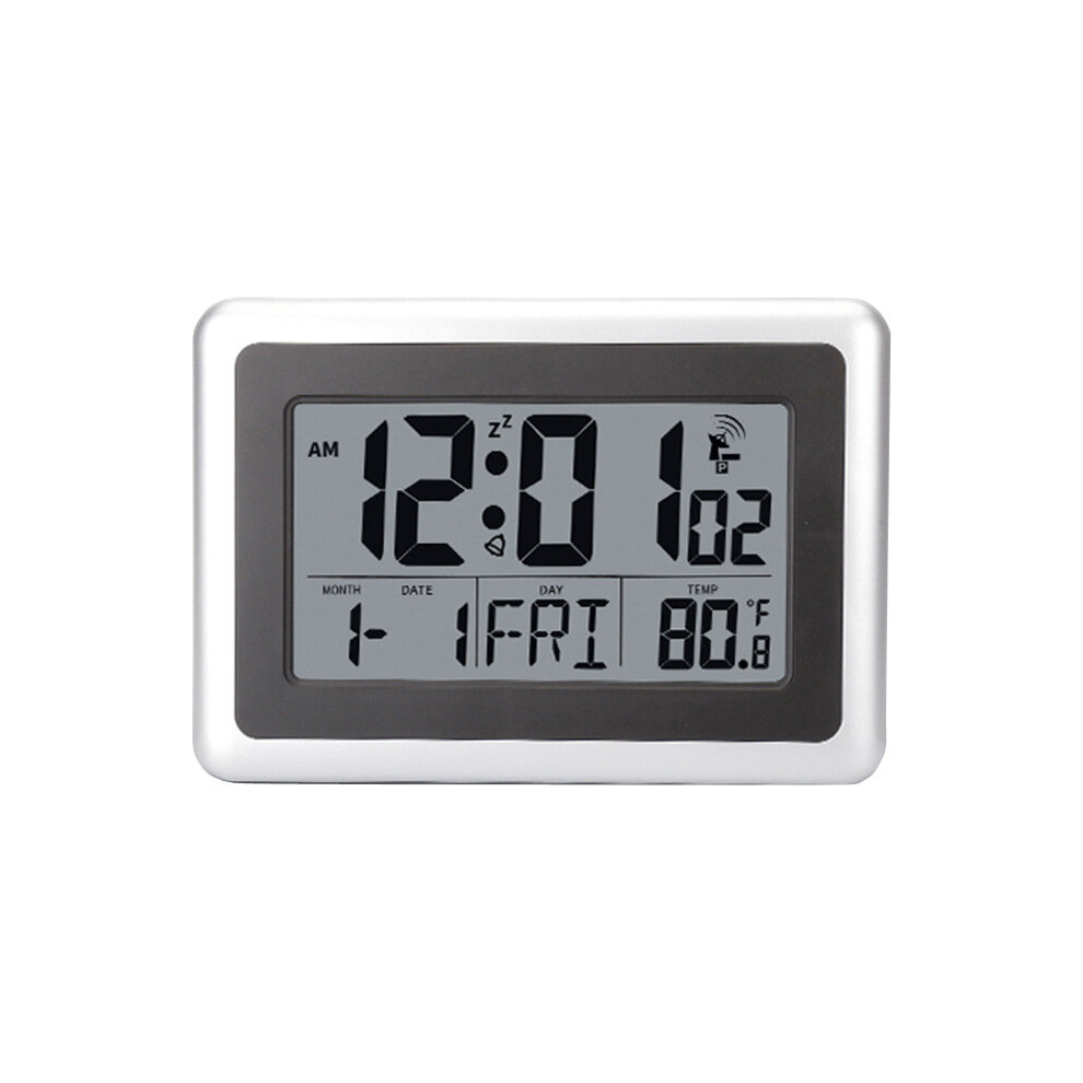 Atomic Wall Desk Clock Display with Indoor Temperature Date Calendar, Digital Alarm Clock for Kitchen Bedroom