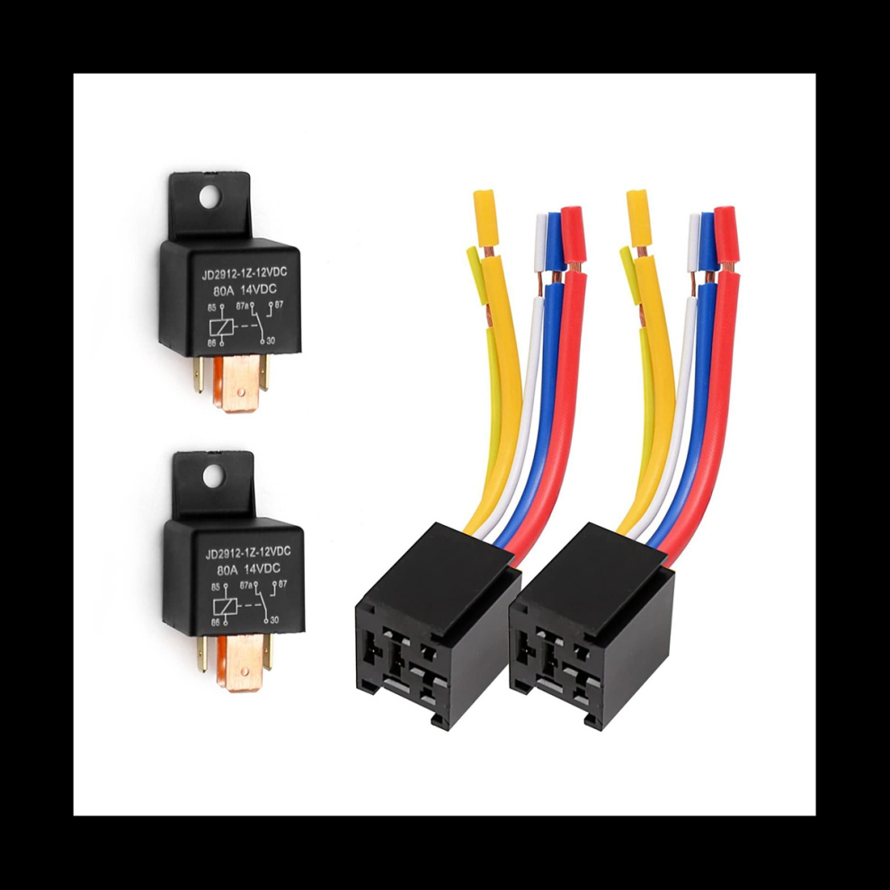 Car Relay With Harness, 5Pin 80A Relay On/Off Normally Open Spdt Relay Socket Plug Jd2912-1Z-12Vdc 80A 14Vdc 4851069234341