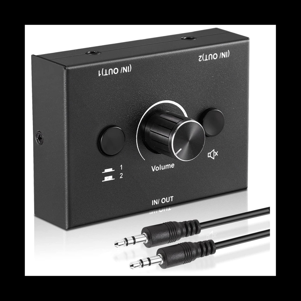 3.5Mm Audio Switcher, 2 Input 1 Output/1 Input 2 Output Audio Splitter Switcher, Audio Switcher Box,One-Key Mute Button 4851069236819