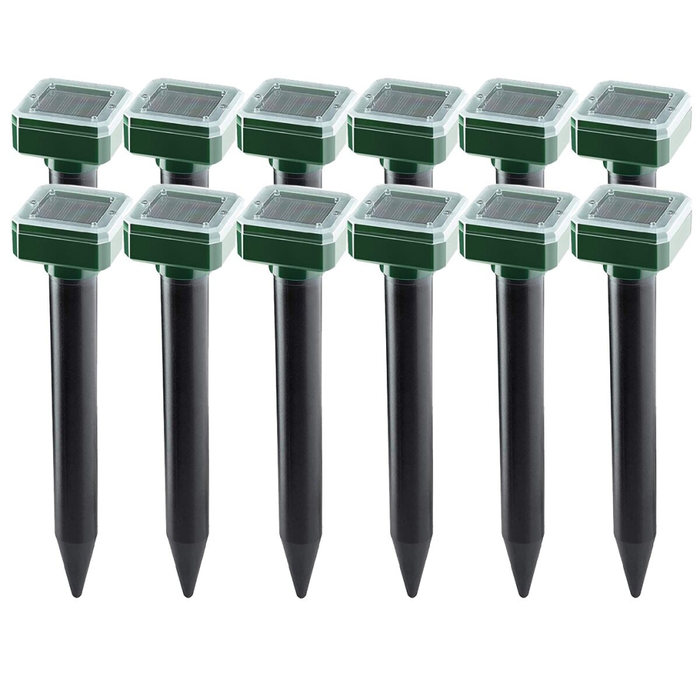 12 Packs Outdoor Solar Ultrasonic Vibration Repeller Snake Repeller Mole Repeller for Lawn Garden Courtyard Farm