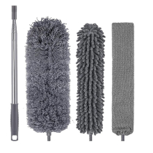 4Pcs Microfiber Duster Kit mit Verlängerungspole 30-110 Zoll für hohe Decken für die Reinigung von Spinnweben, Jalousien, Möbeln, Auto