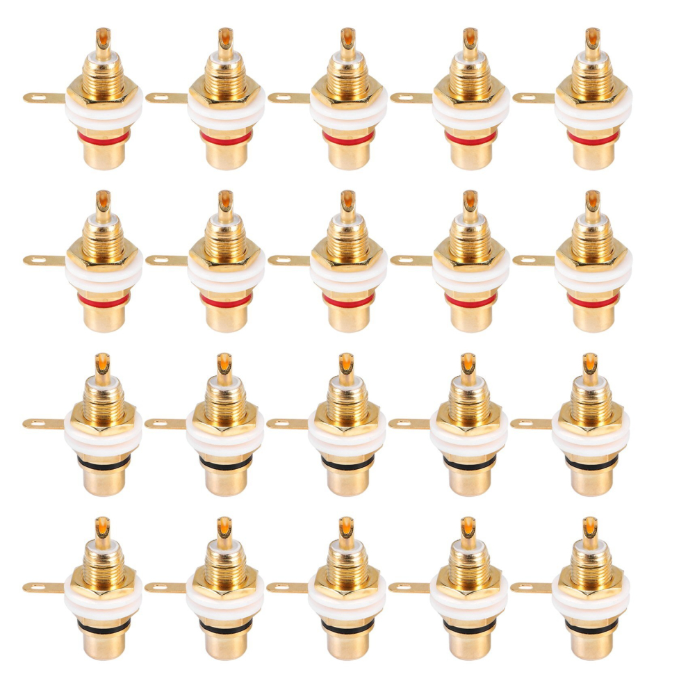 20Pcs Plated Rca Terminal Jack Plug Female Socket Chassis Panel Connector For Amplifier Speaker Gold 4851069297520