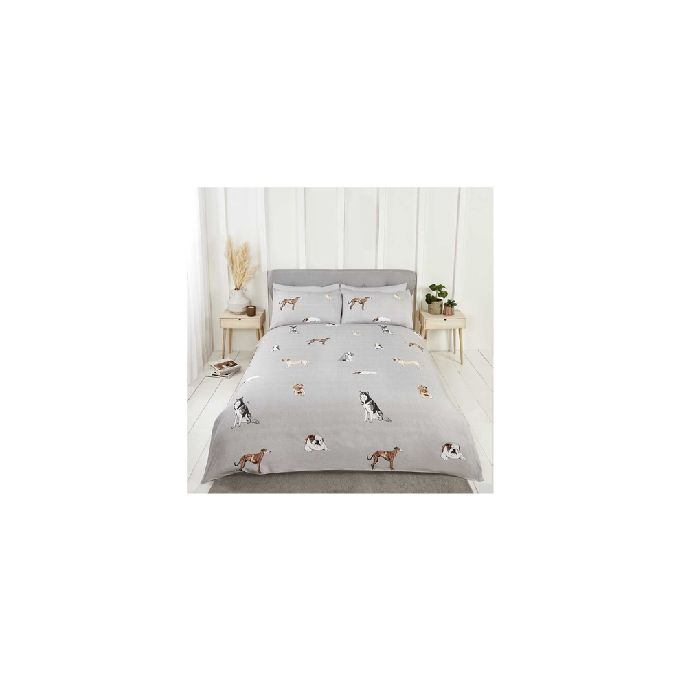 Pawsome Dogs Grey - King Size Bedding Duvet Set