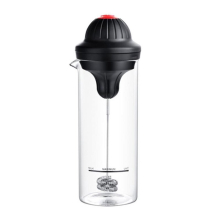 Electric Milk Frother with 450ml Glass Pitcher - Battery-Operated Double-Wire Whisk, 20s Foam for Coffee, Latte, Cappuccino, Matcha, Hot Chocolate