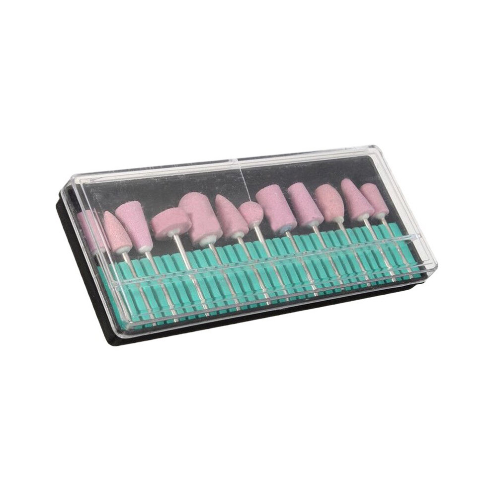 12Pcs/Set Professional Polishing Grinding Head Tools Nail Art Ceramic Drill Bits 