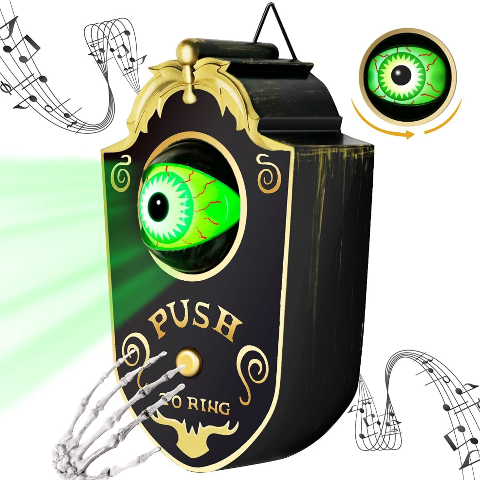 Tlily Halloween Halloween Doorbell Animated Eyeball With Spooky Sounds Haunted Housetrick Or Treat Event For Kid A Red/Green/Light