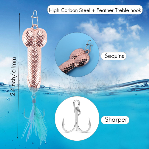 1Pcs Tackle Hook Spinner Spoon Pike VIB Wobble Tackle Hook(Rose gold 21g) 1