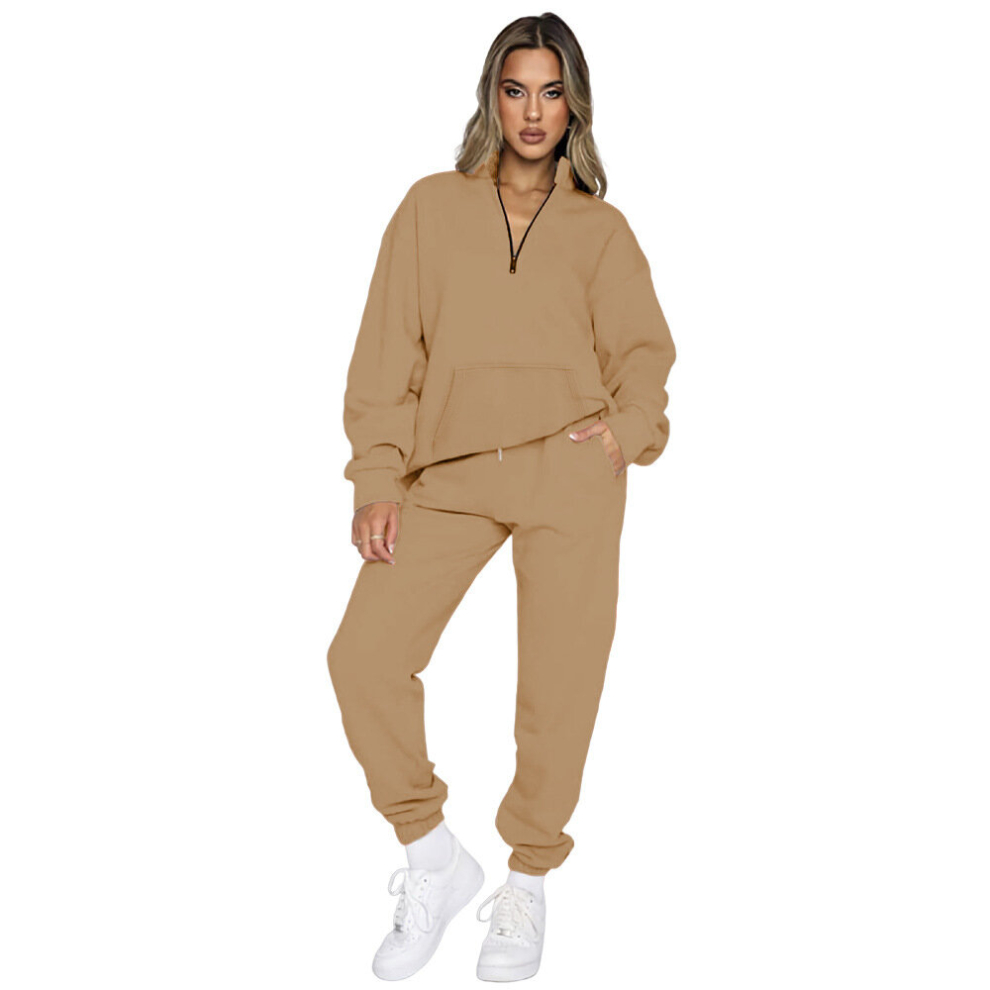 (M, khaki) 2 Piece Outfits for Women Fall 2023 Lounge Sets Workout Sweatsuits Jogger Sets Travel Tracksuits