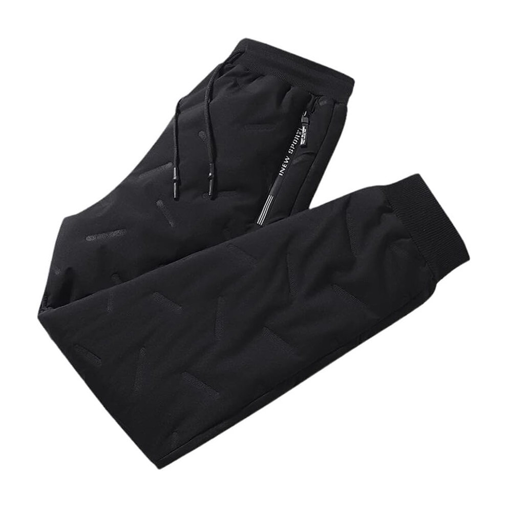(xl, Black) Winter Thicken Fleece Sweatpants Men Joggers Black Grey Down Warm Pants Male Water Thermal Trousers