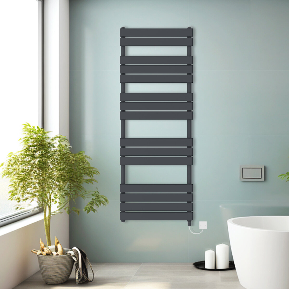 Nrg (, 1600X600mm) Prefilled Electric Heated Towel Rail Radiator Flat Panel Warmer Ladder Anthracite