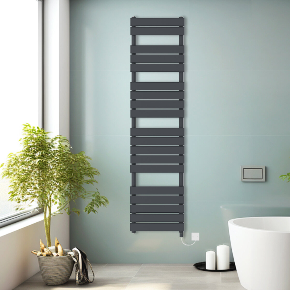 (Anthracite, 1800X450mm) Prefilled Electric Heated Towel Rail Radiator Flat Panel Warmer Ladder 5063123350709