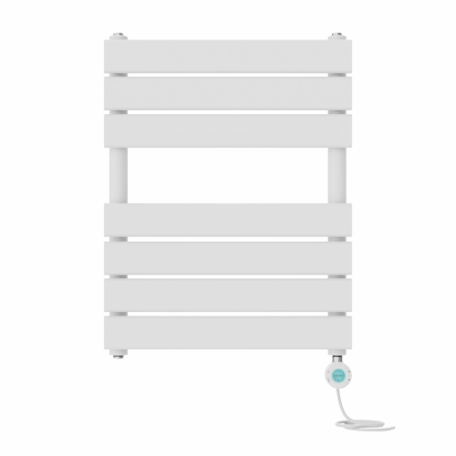 NRG (White, 650x500mm) Pre-filled Electric Heated Towel Rail Radiator Flat Panel Thermostatic 1
