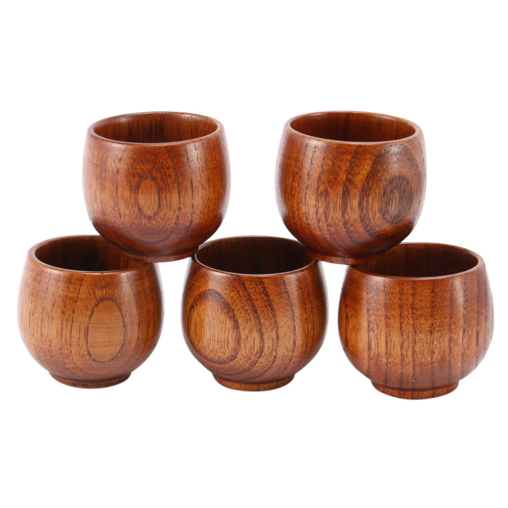 5pcs tea set small wooden cup small cup green wooden cup