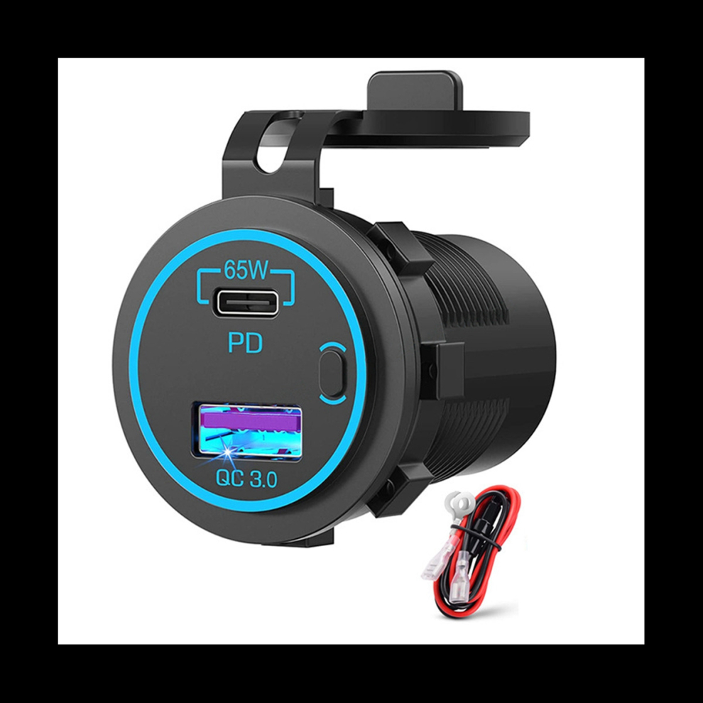 65W PD 12V USB Outlet for Laptop USB C Car Charger Socket