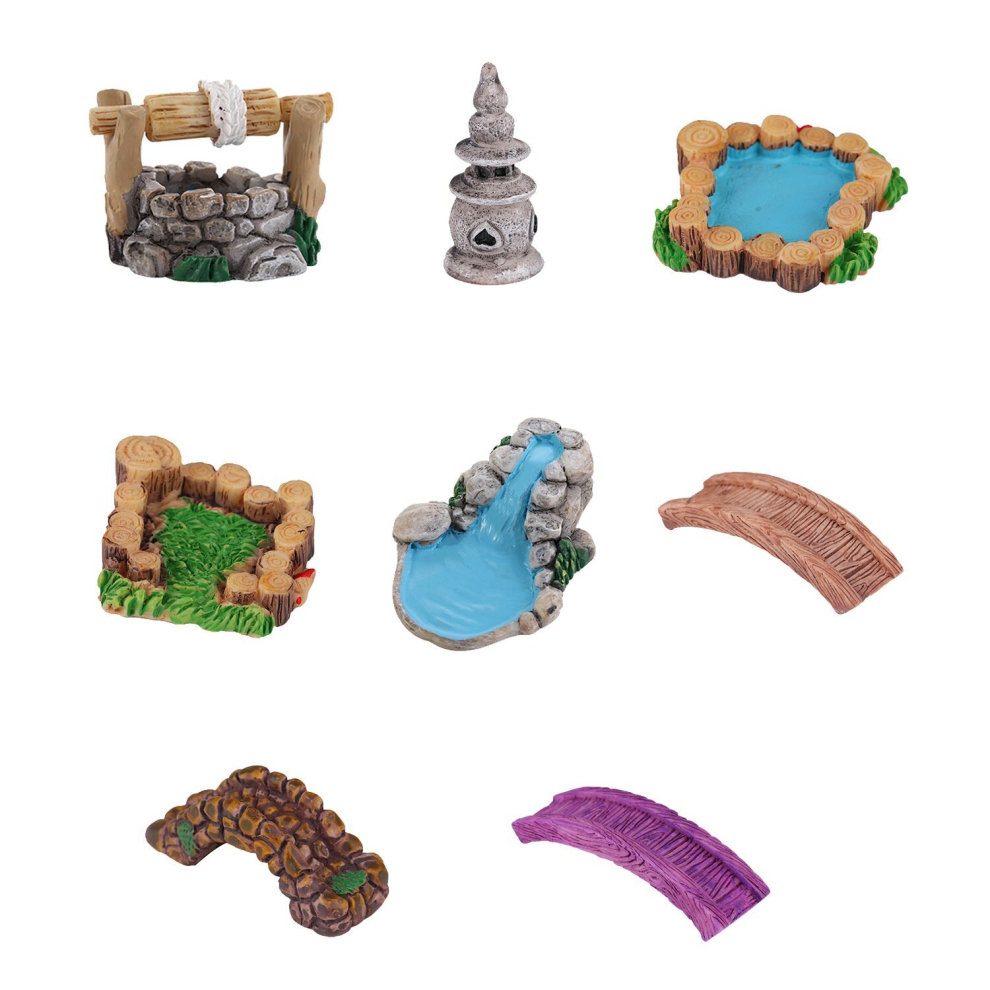 Veneka Miniature Pond Bridge Figurines Miniature Craft Fairy Garden Decor