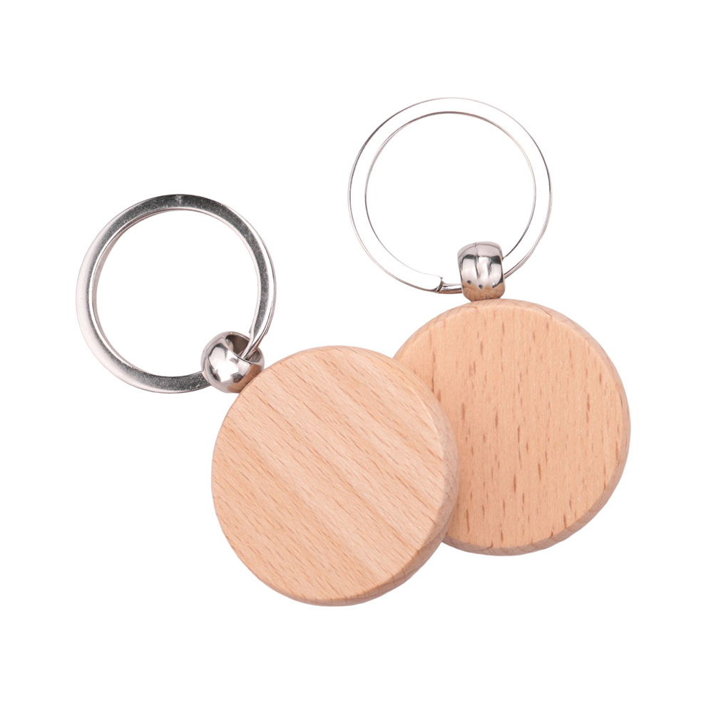 100Pcs Blank Round Wooden Key Chain Diy Wood Keychains Key Tags