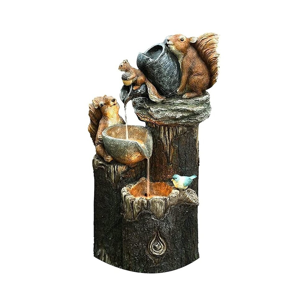 Resin Duck Family Patio Fountain Garden Decoration, Animal Garden,B