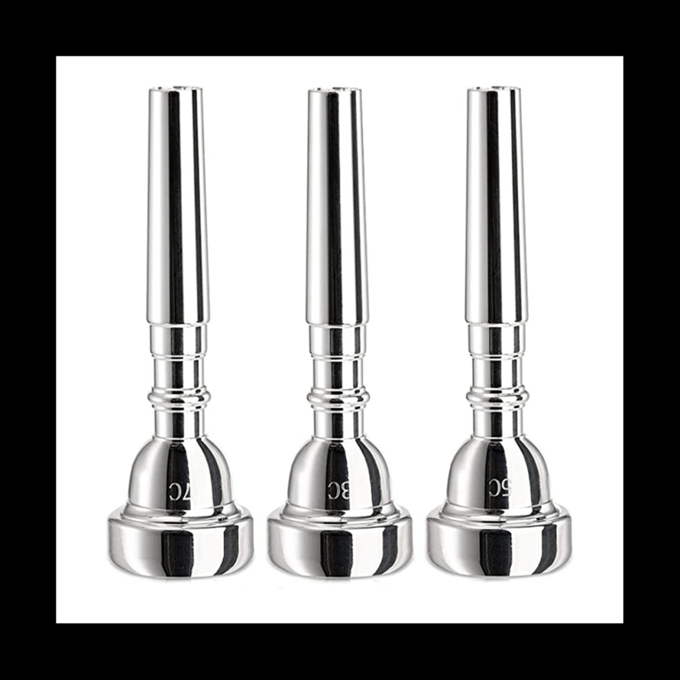 Veneka 3 Pack Trumpet Mouthpiece, 7C 5C 3C Plated Mouthpiece Silver