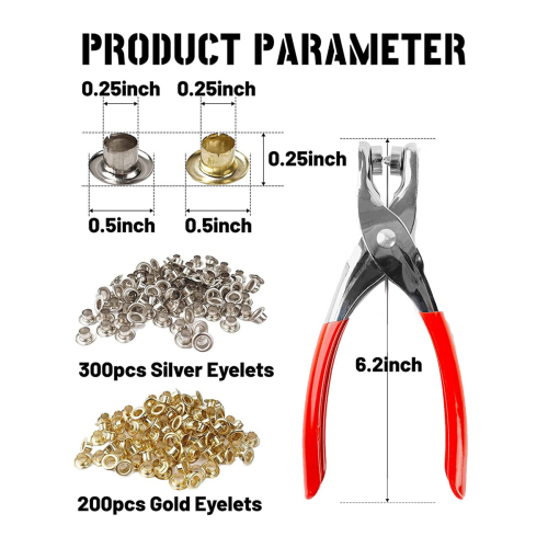 500Pc 1/4 Inch Grommet Tool Kit, Leather Hole Punch Pliers 2