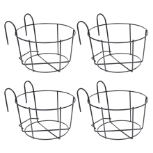 4Pcs Hanging Railing Planters Pot Holders Plant Iron Racks Small