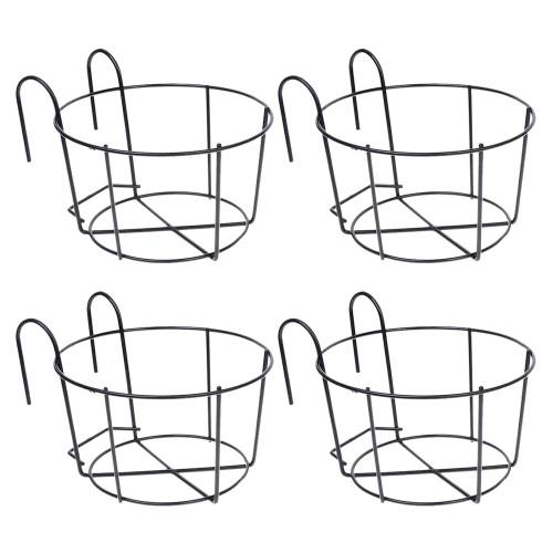 4Pcs Hanging Railing Planters Pot Holders Plant Iron Racks Small