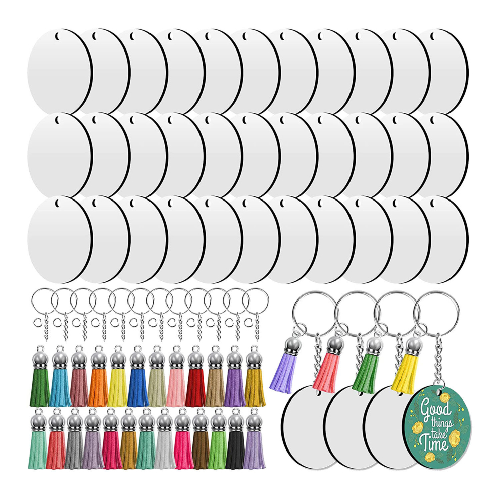 Sublimation Blanks Keychains,200 PCS 2Inch Round Sublimation Blanks