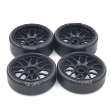 4Pcs Metal Wheel Rim Hard Plastic Drift Tire Tyres,2