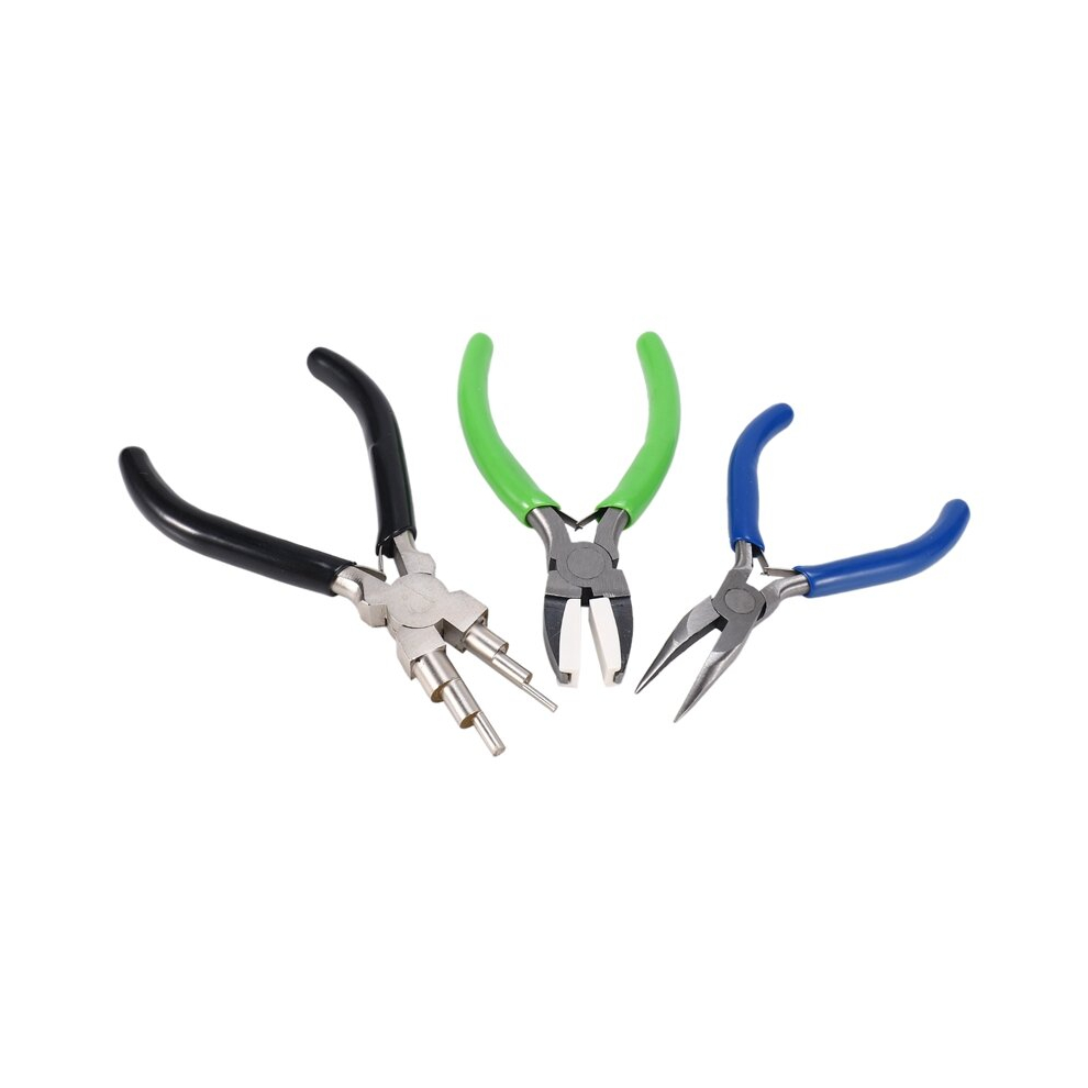3 Pcs Jewelry Pliers Set 6 in 1 Jewelry Nylon Curved Nose Pliers