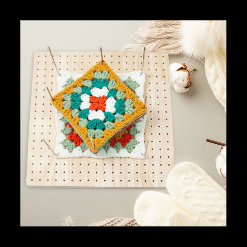 Knitting Blocking Board, for Granny Square for Knitting with Rod Pins 2