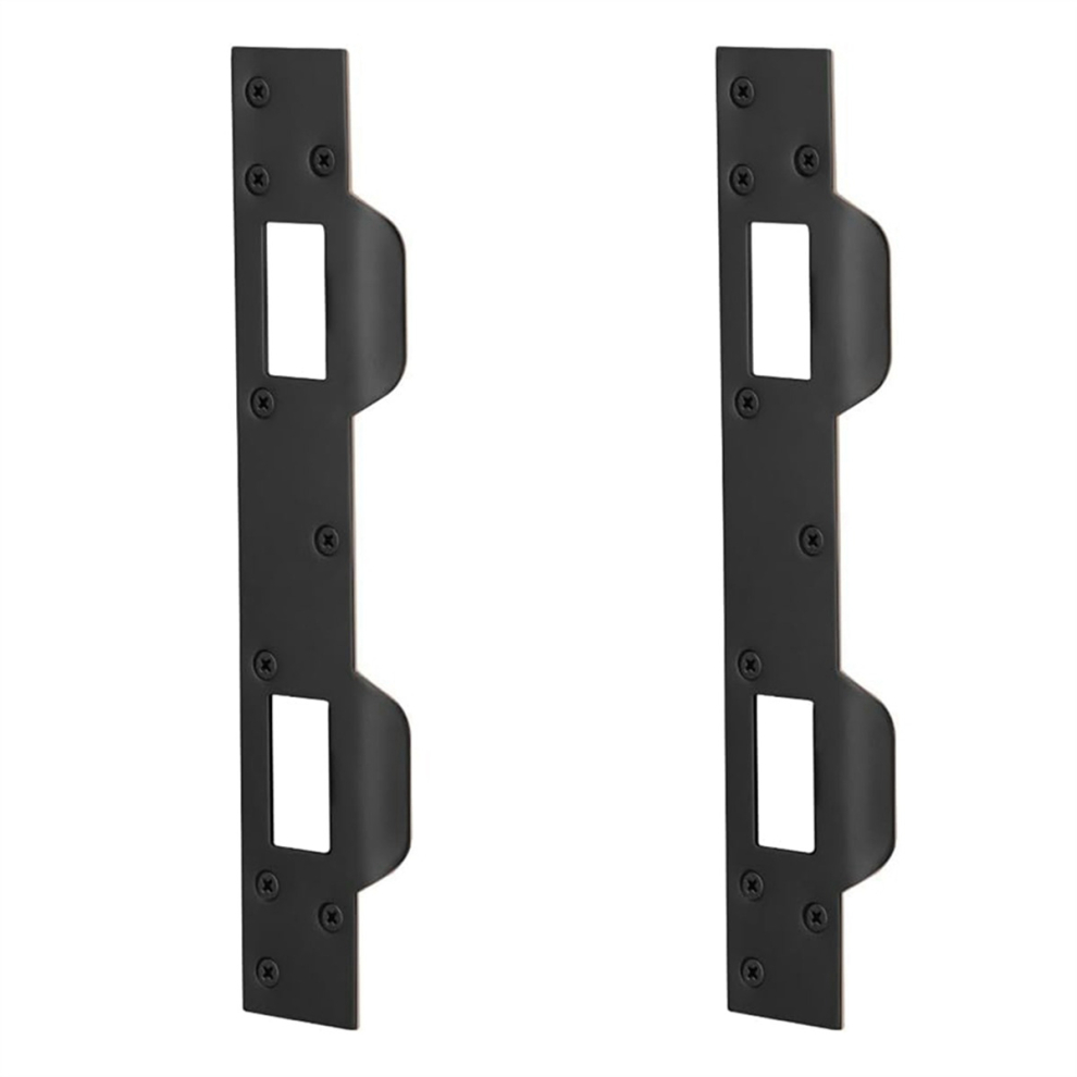 Door Strike Plate Double Holes, Latch Reinforcement Plate, Black 4852751085067