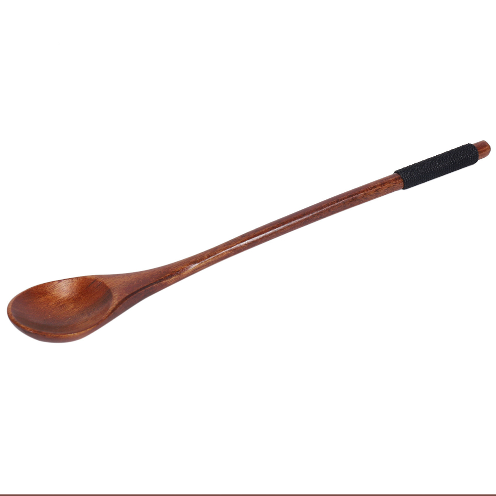 6Pcs Long Handled Wooden Spoons Japanese Style Set Mixing Tableware