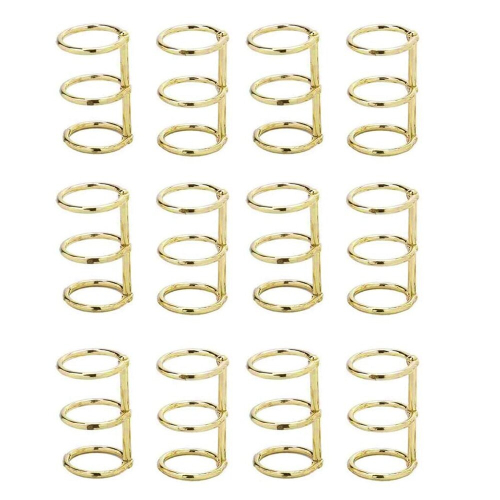 12 Pcs 3 Ring Book Rings Split Hinged 20mm Inner Diameter Gold 1