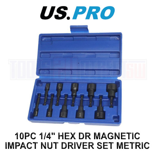 us pro US PRO Tools 10pc 1/4" Hex Dr Magnetic Impact Nut Driver Set Metric 7165