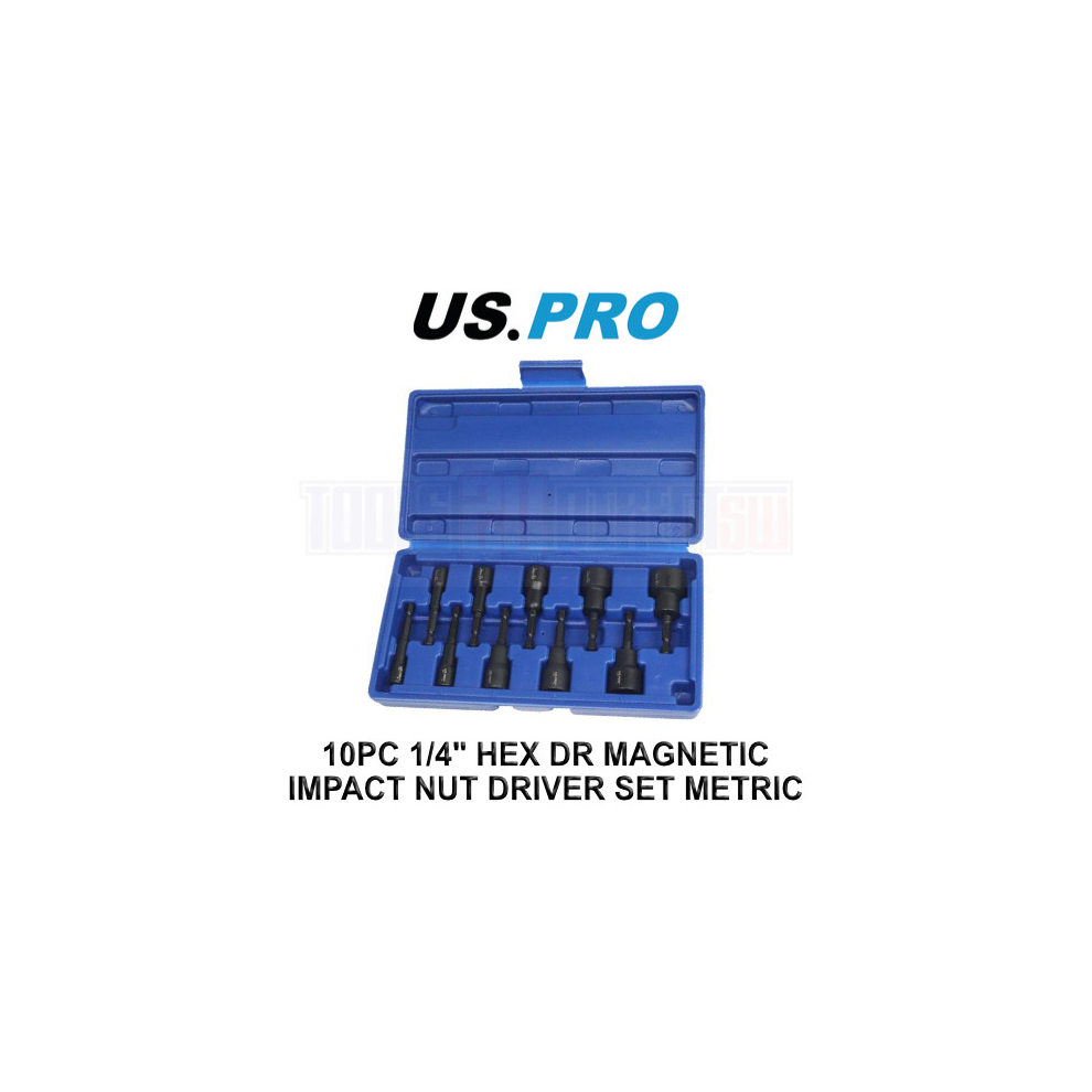 Us Pro Tools 10Pc 1/4" Hex Dr Magnetic Impact Nut Driver Set Metric 7165