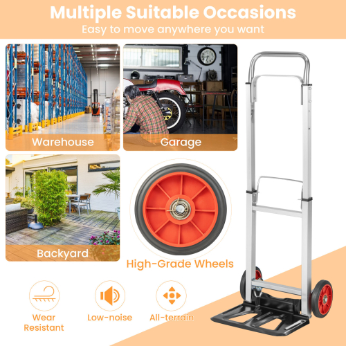 Costway Folding Sack Platform Truck W/Telescopic Push Handle & Wheels Heavy Duty 2