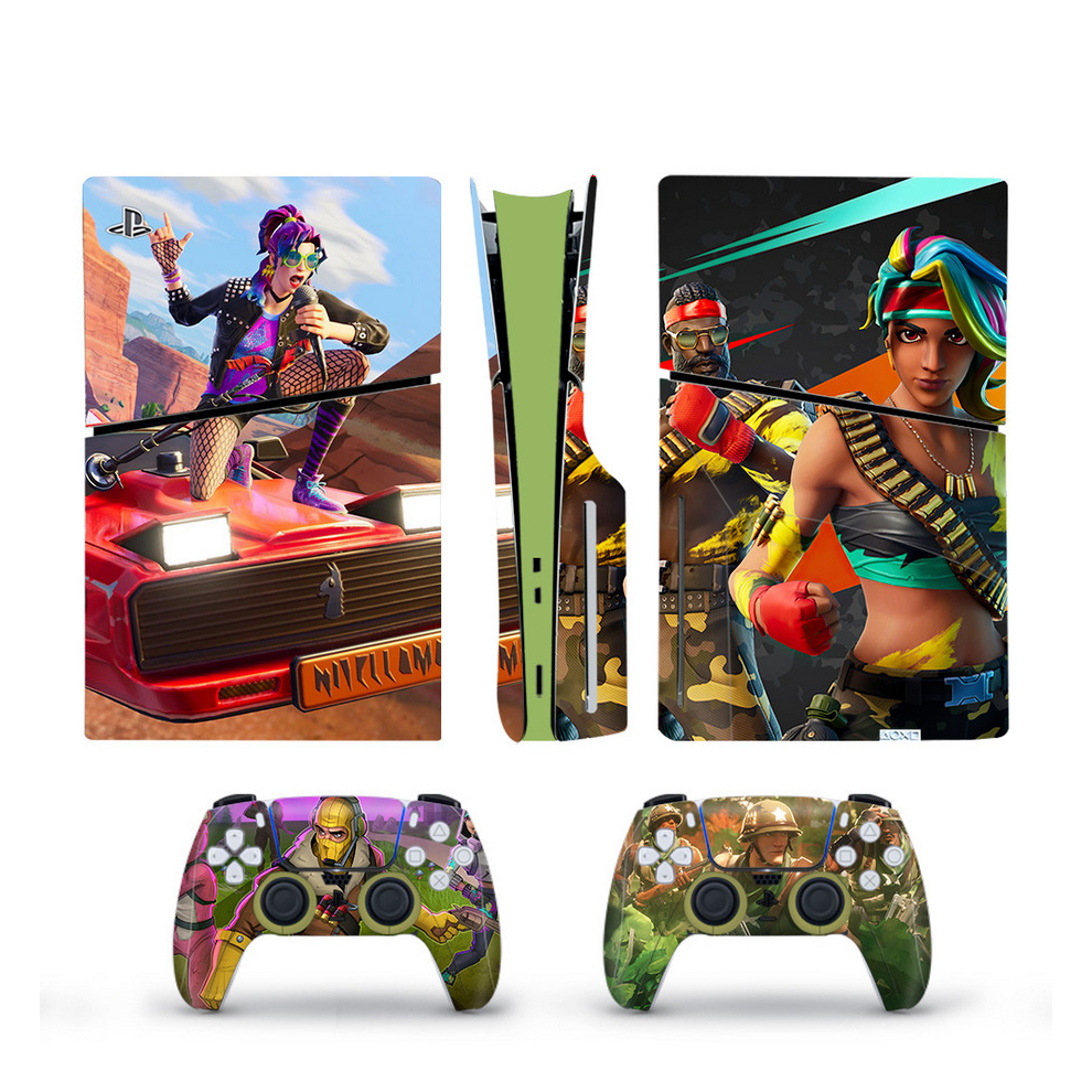 (5) PS5 Slim Disk Fortn Skin Sticker Decal Vinyl Wrap for Playstation 5 Full Set