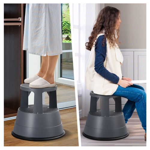 Costway Step Stool with Casters & Non-slip Rubber Band 150kg Large Capacity 2
