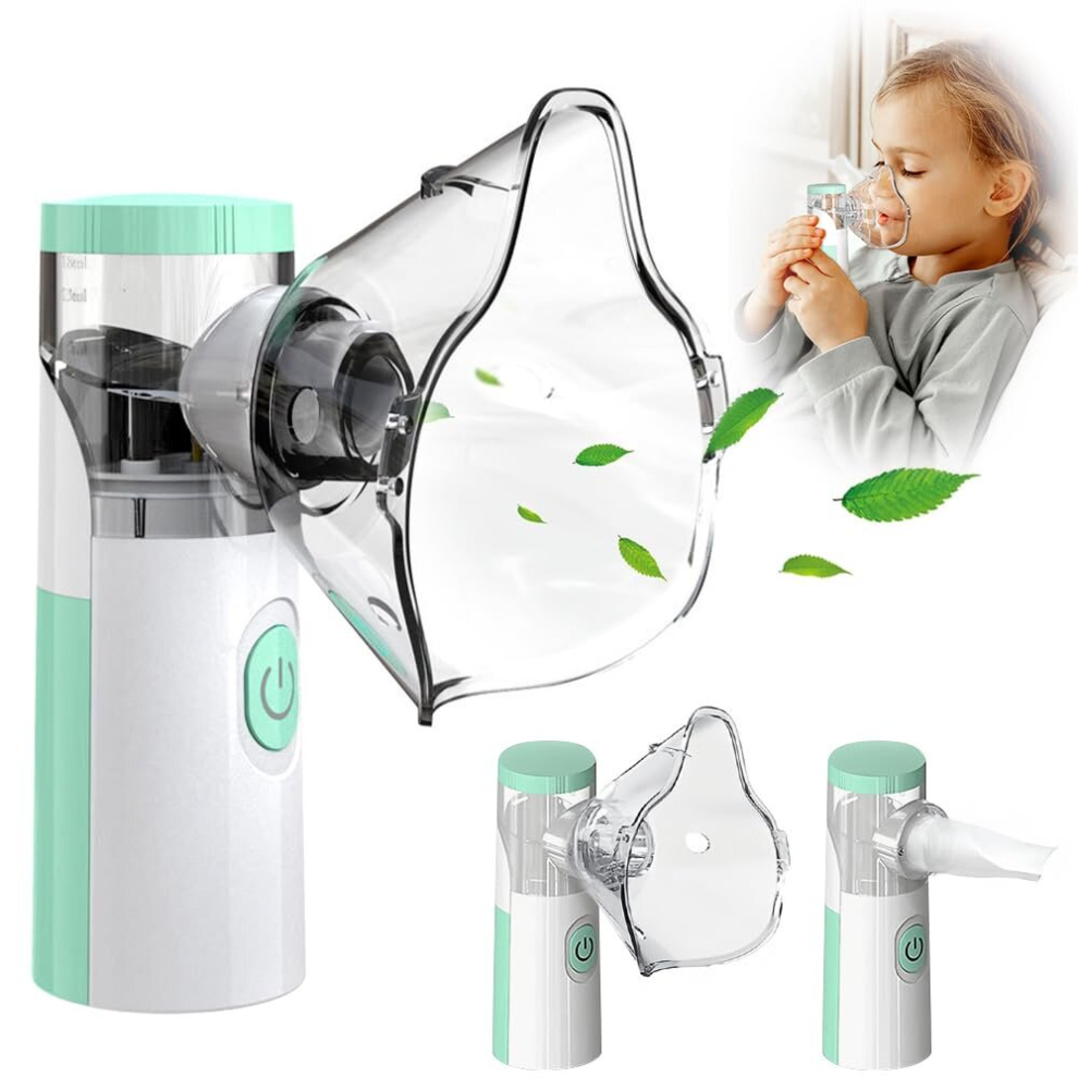 (Green) Nebuliser Machine for Adults and Kids Portable Nebulizer Machine Adjustable Atomization Rate Steam Inhaler for Home and Travel Use