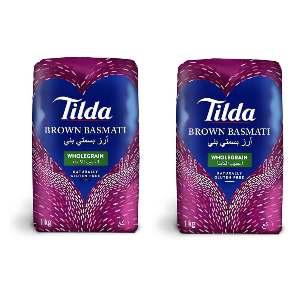 (Pack of 2, Tilda Brown Basmati Rice (1Kg)) Tilda Basmati Rice - Ideal for Biryani & Pulao