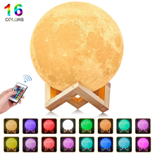 16 Colors LED Moon Lamp 3D Bedroom Night Light USB Star Galaxy W/ Stand Remote