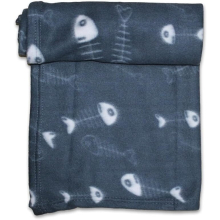 (HT8103 1x Grey Cat Blanket) Soft Fleece Fish Print Kitty Kittens Cat Blankets